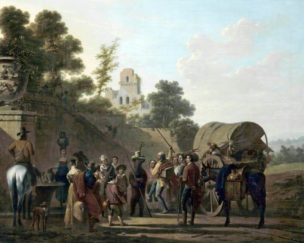 Ours dansants avec spectateurs dans les ruines d'un château - Louis-Léopold Boilly