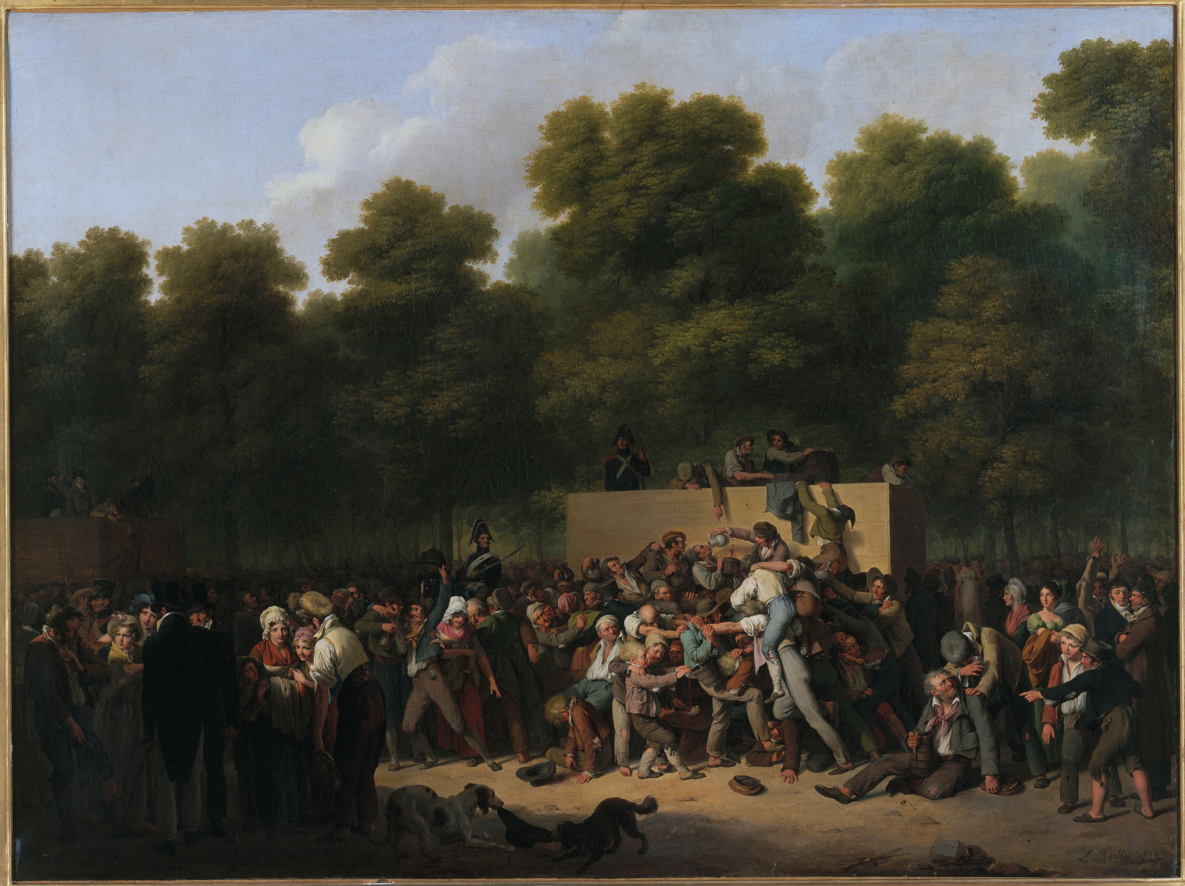 Distribution de vins et de comestibles aux Champs-Elysées, à l'occasion de la fête du roi - Louis-Léopold Boilly