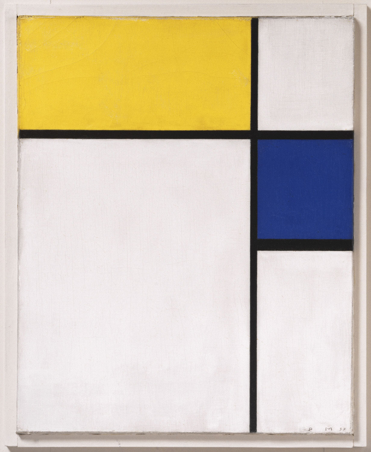 Reproduction du tableau « Composition avec du bleu et du jaune - Piet Mondrian » par Alpha Reproduction en peinture à l’huile
