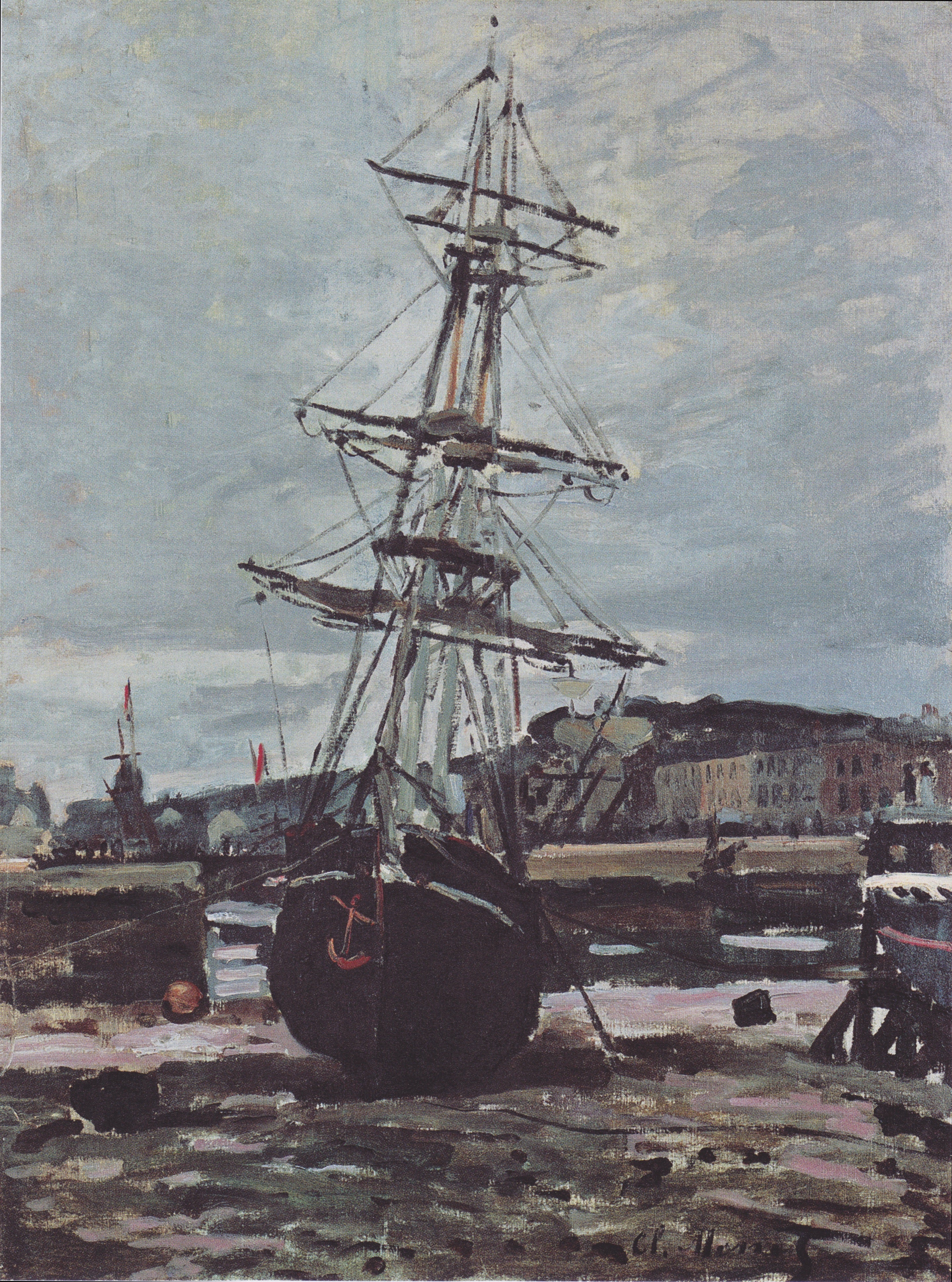 Reproduction du tableau « Bateau échoué à Fécamp - Claude Monet » par Alpha Reproduction en peinture à l’huile