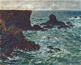 Reproduction du tableau « Roches à Port-Coton, le Lion Rock, Belle Ile - Claude Monet » par Alpha Reproduction en peinture à l’huile