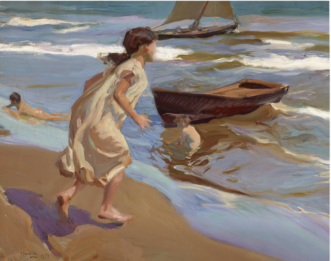 Reproduction du tableau « Filet entrant dans l'eau - Joaquín Sorolla » par Alpha Reproduction en peinture à l’huile