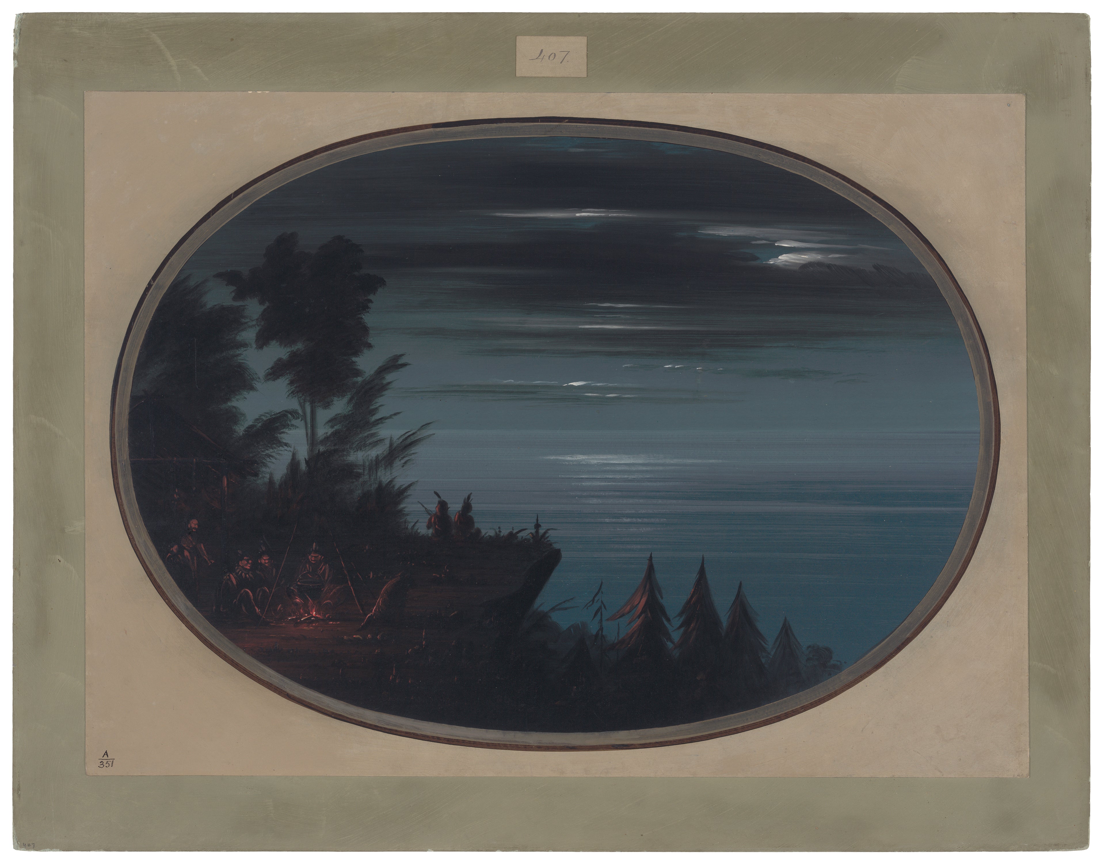 Village de Nayas la nuit - George Catlin