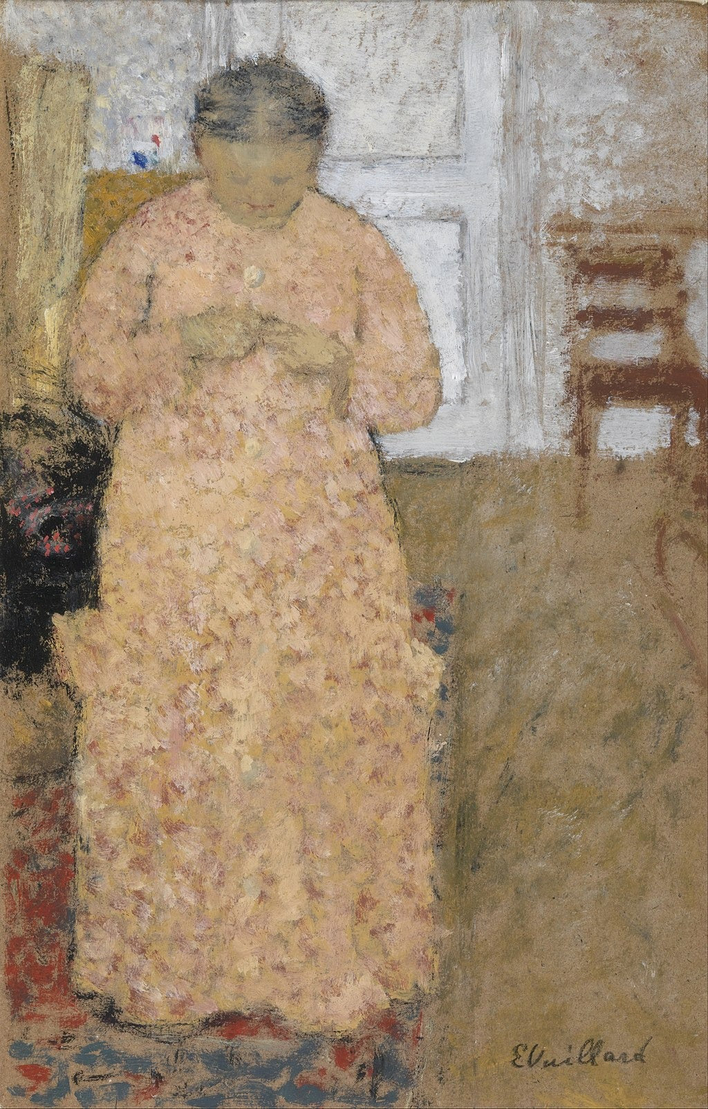 Femme en rose tricotant - Édouard Vuillard
