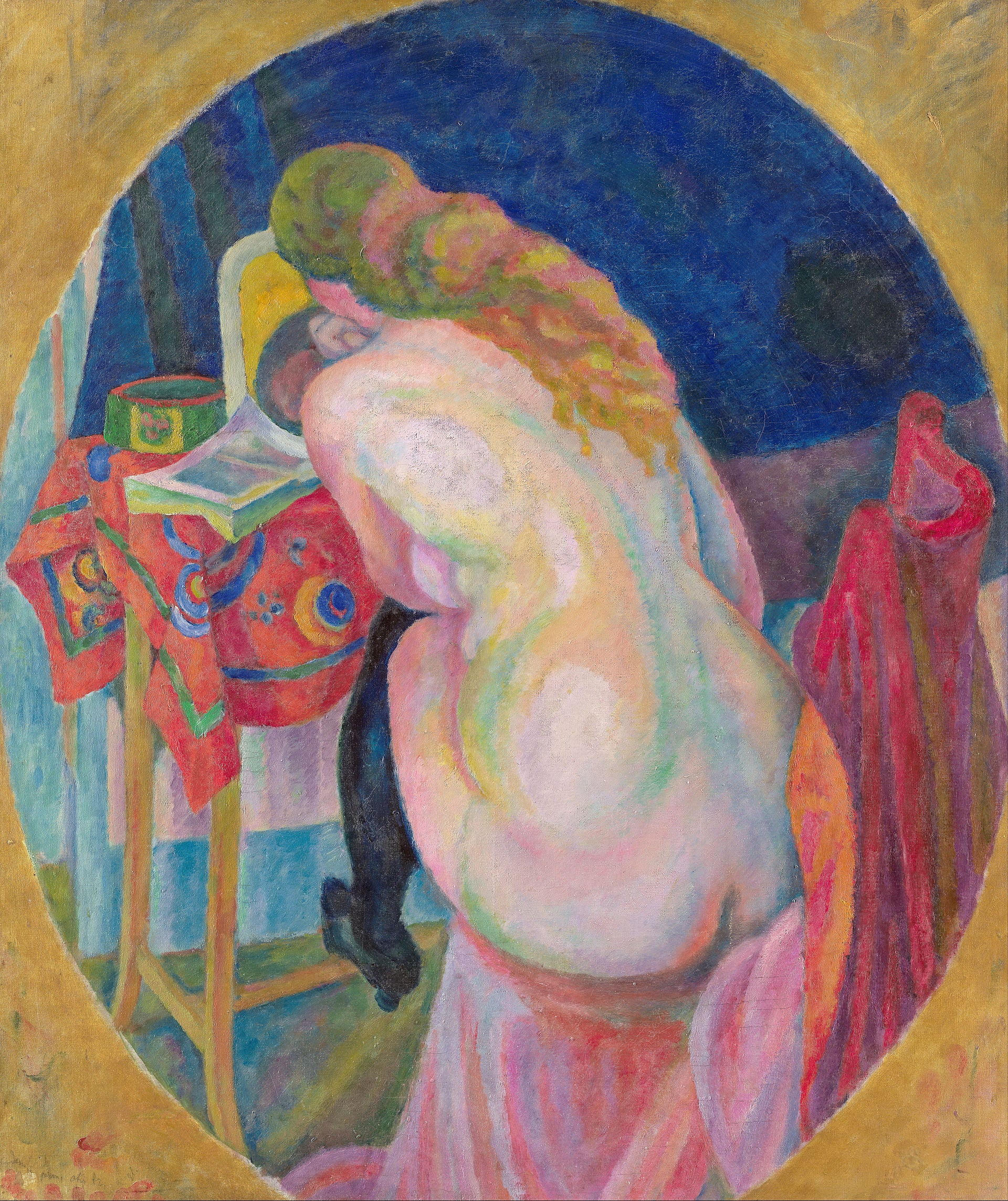 Reproduction du tableau « Femme nue lisant - Robert Delaunay » par Alpha Reproduction en peinture à l’huile