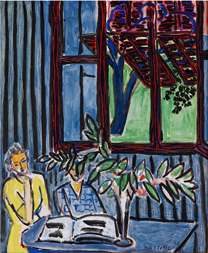 Reproduction du tableau « Intérieur bleu avec deux jeunes filles - Henri Matisse » par Alpha Reproduction en peinture à l’huile