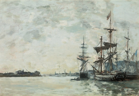 Reproduction du tableau « Le Havre, vaisseaux à l'ancre dans le port - Eugène Boudin » par Alpha Reproduction en peinture à l’huile