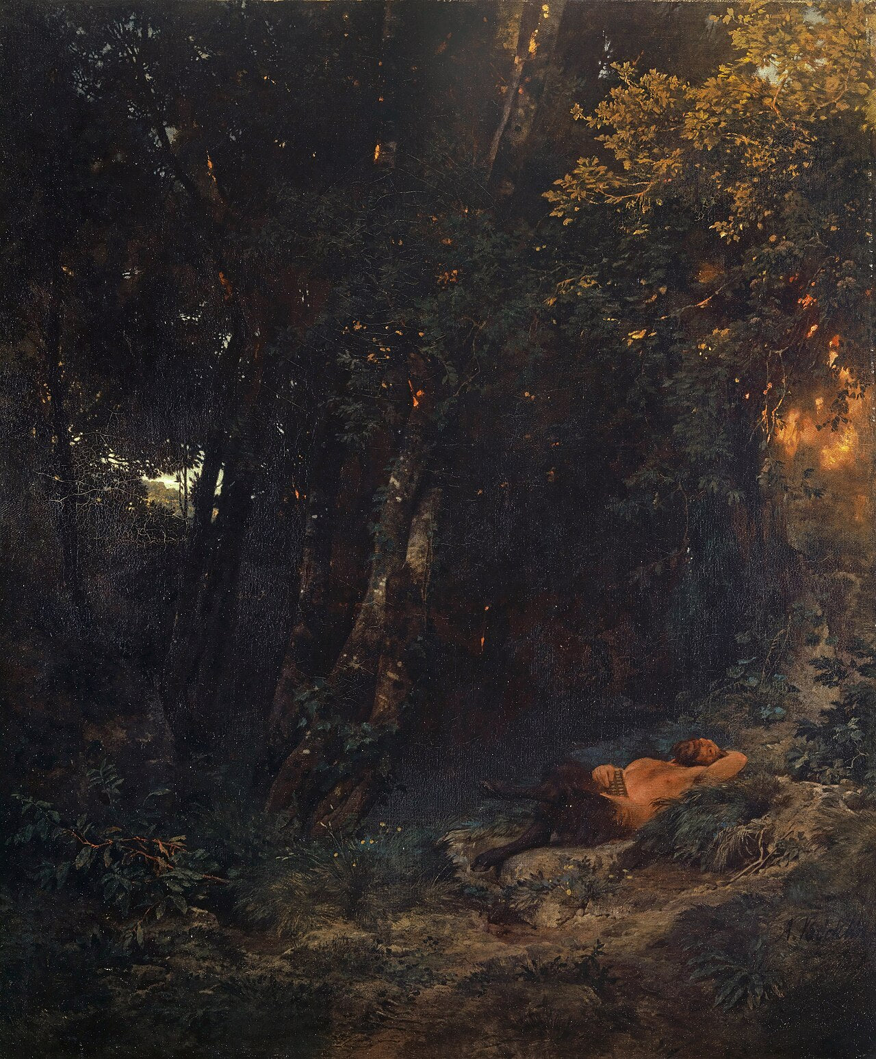 Paysage boisé avec Pan se reposant - Arnold Böcklin