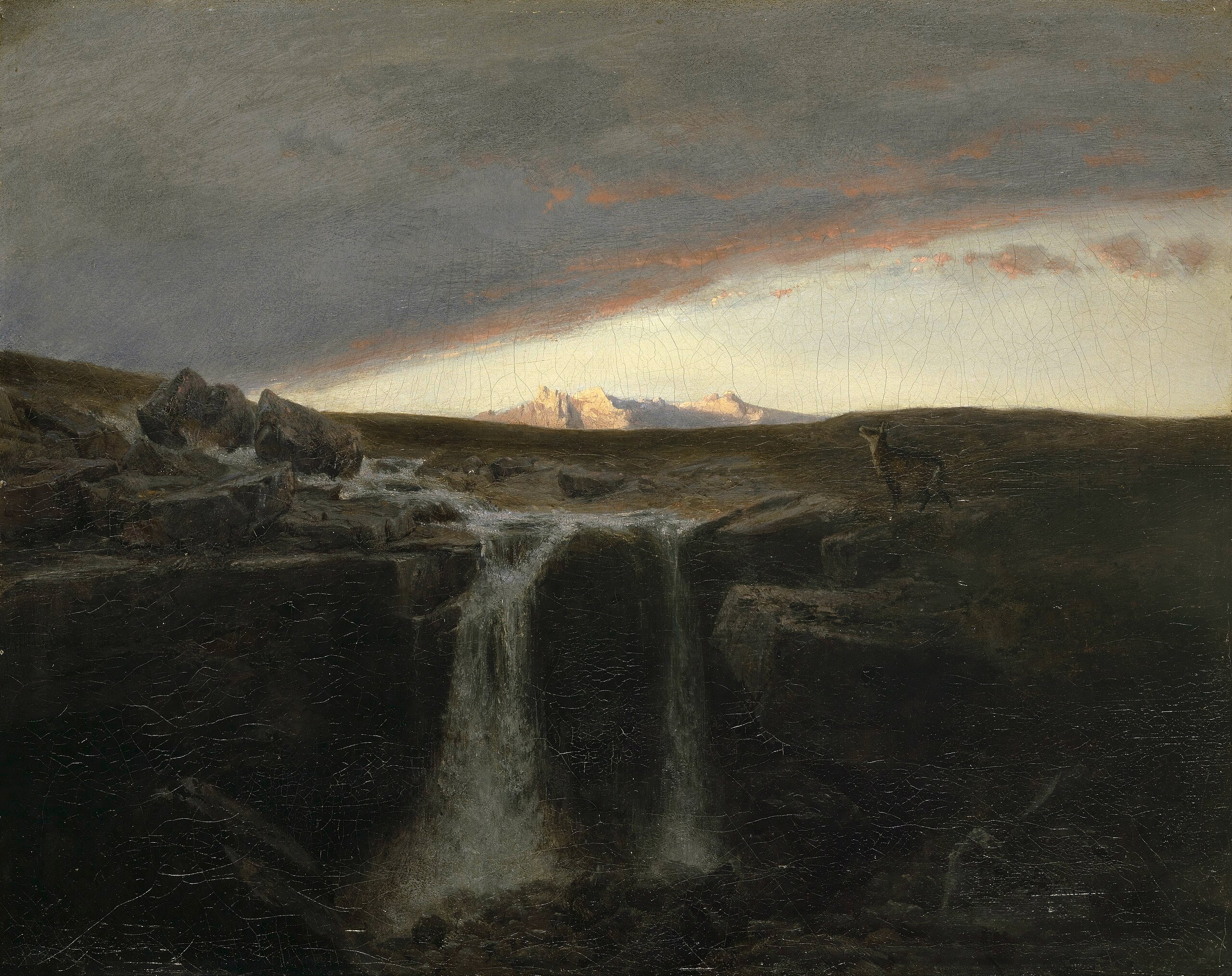 Paysage de montagne avec une cascade - Arnold Böcklin