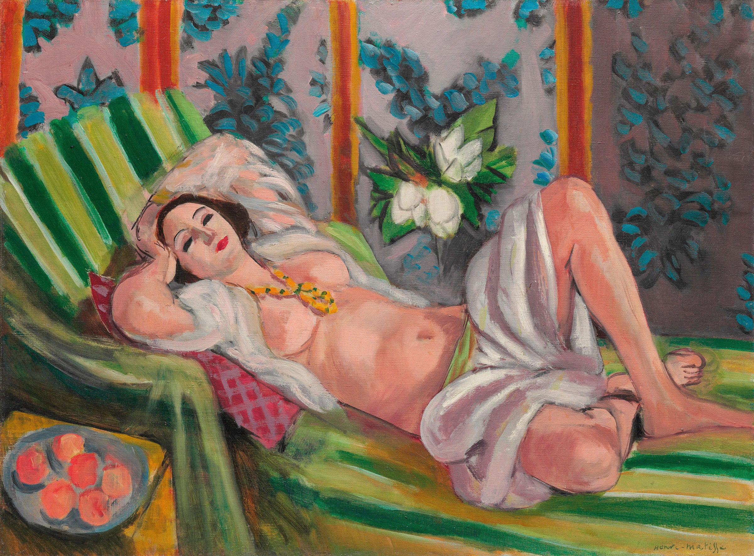 Reproduction du tableau « Odalisque aux magnolias - Henri Matisse » par Alpha Reproduction en peinture à l’huile