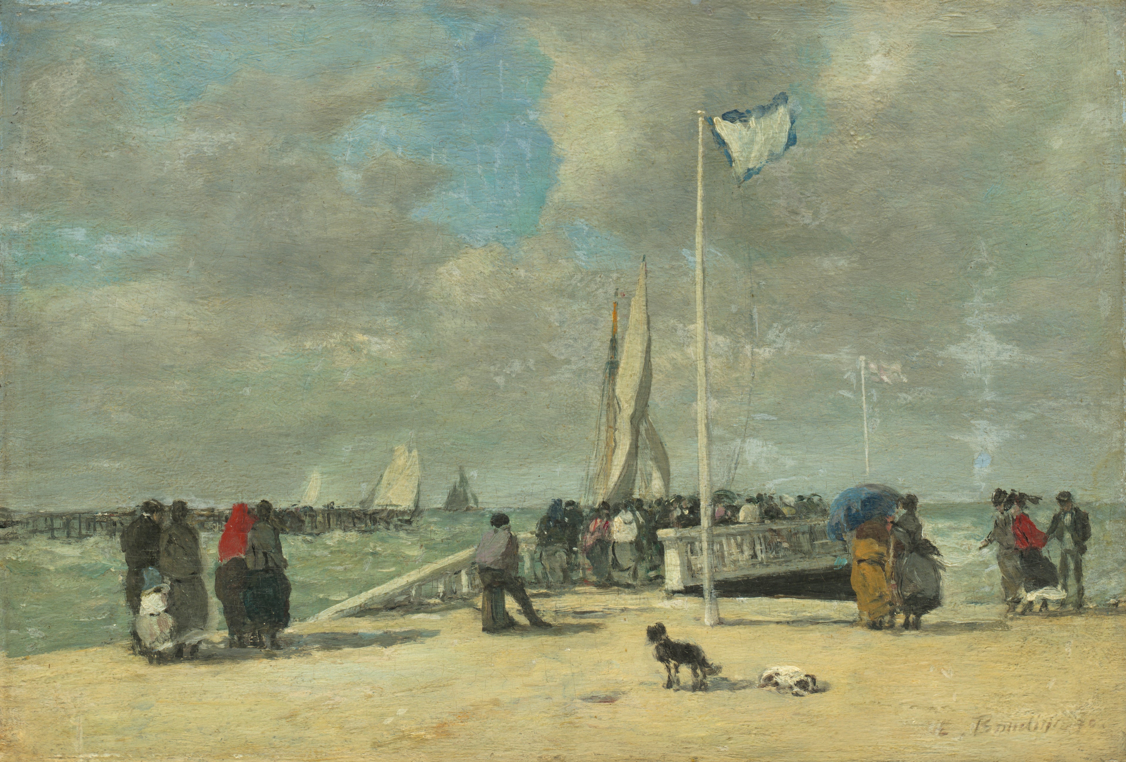 Reproduction du tableau « Sur la jetée - Eugène Boudin » par Alpha Reproduction en peinture à l’huile