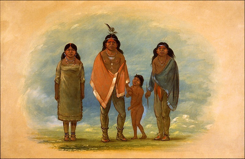 Le chef patagonien, son frère et sa fille - George Catlin