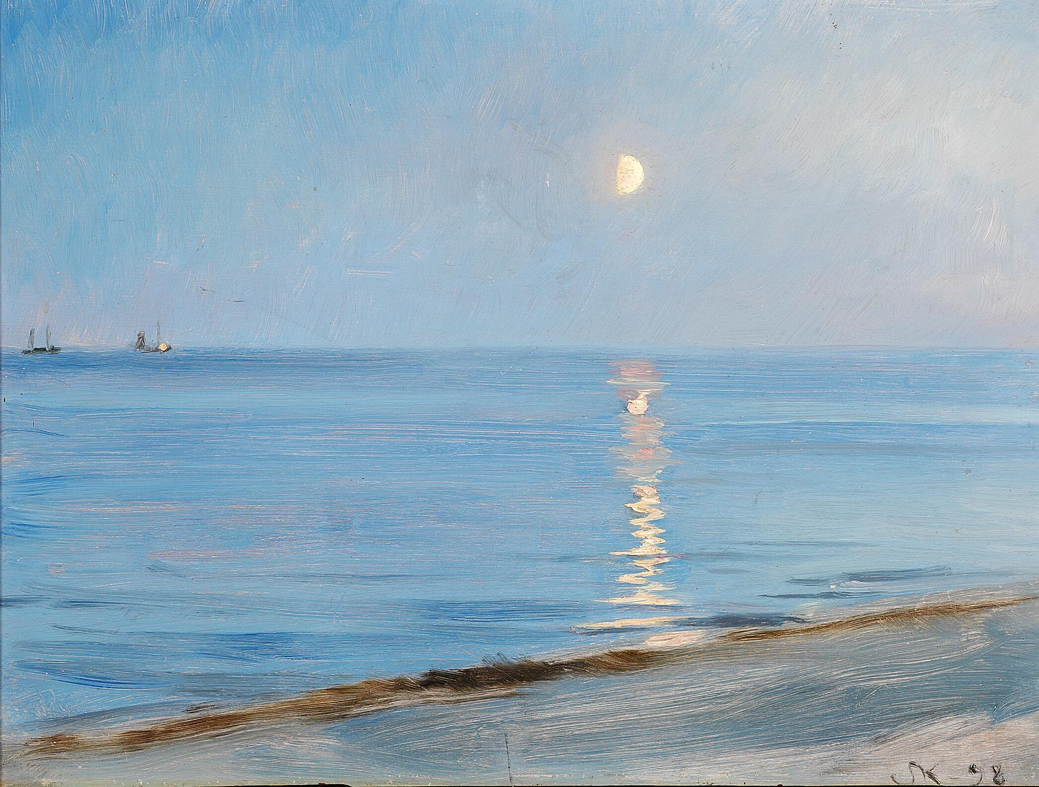 Soirée à la plage de Skagen. Clair de lune. - Peder Severin Krøyer