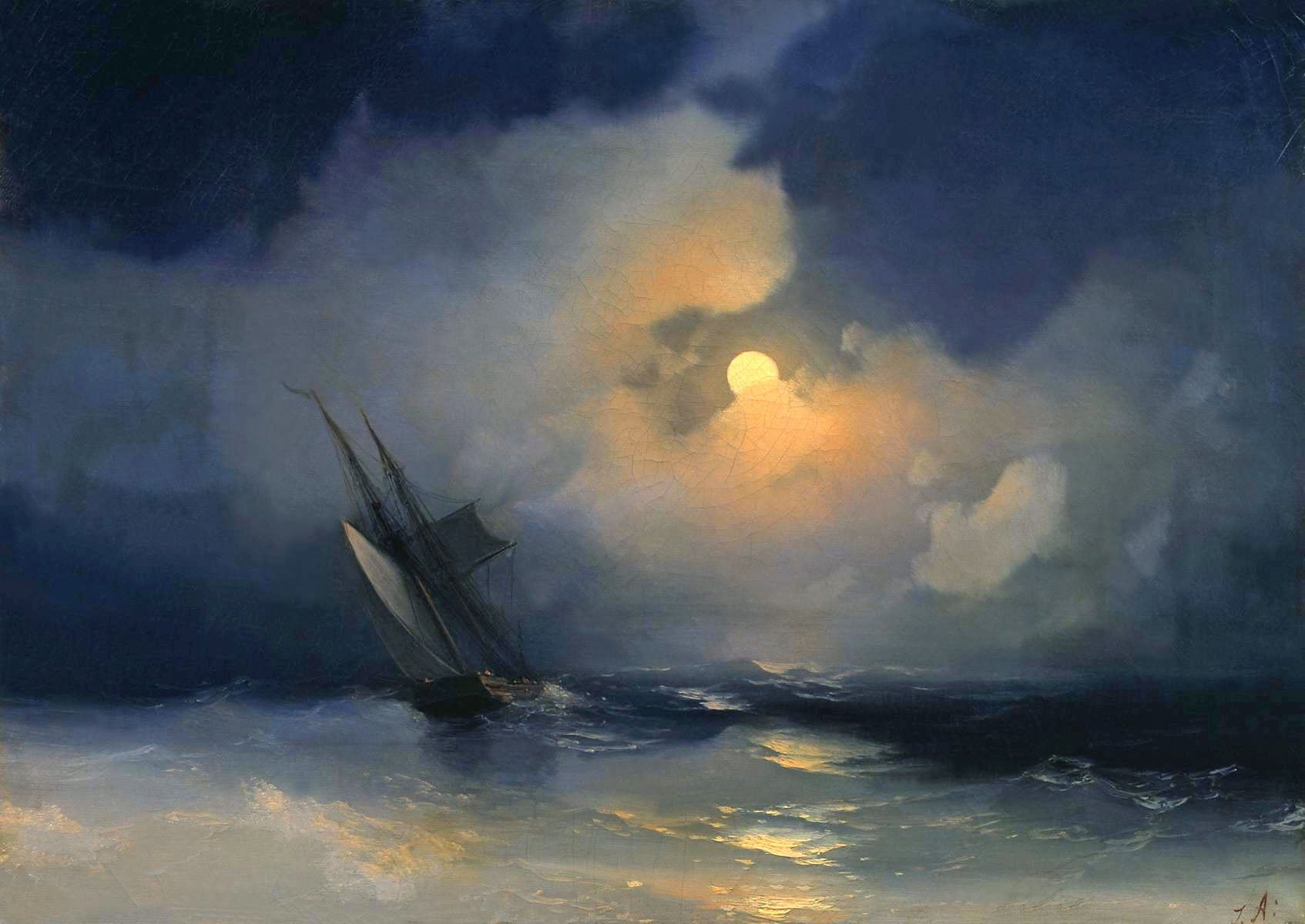 Tempête en mer par une nuit de pleine lune - Ivan Aïvazovski