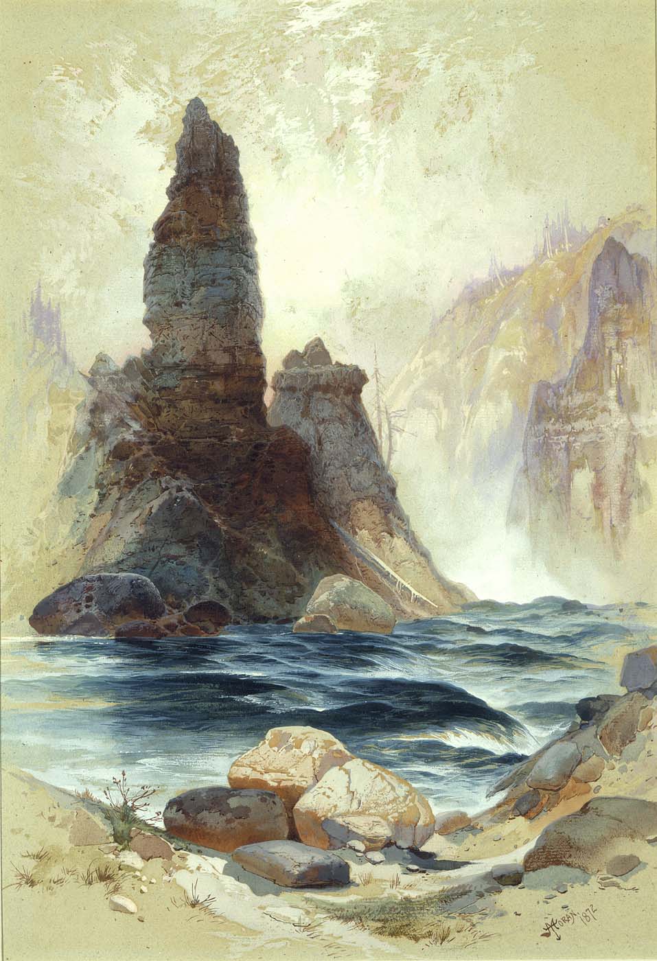 Au-dessus des chutes Tower, Yellowstone - Thomas Moran