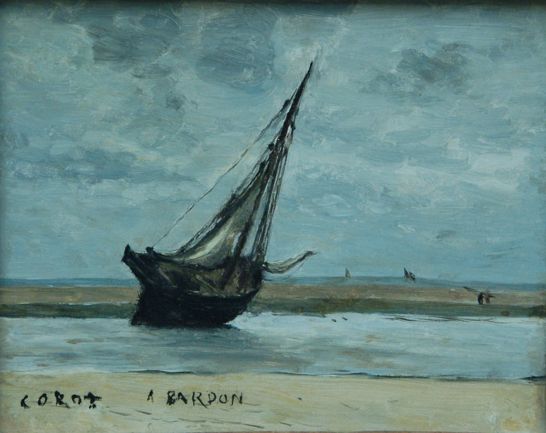 Trouville. Bateau échoué, dit Bateau de pêche à marée basse - Jean-Baptiste Camille Corot