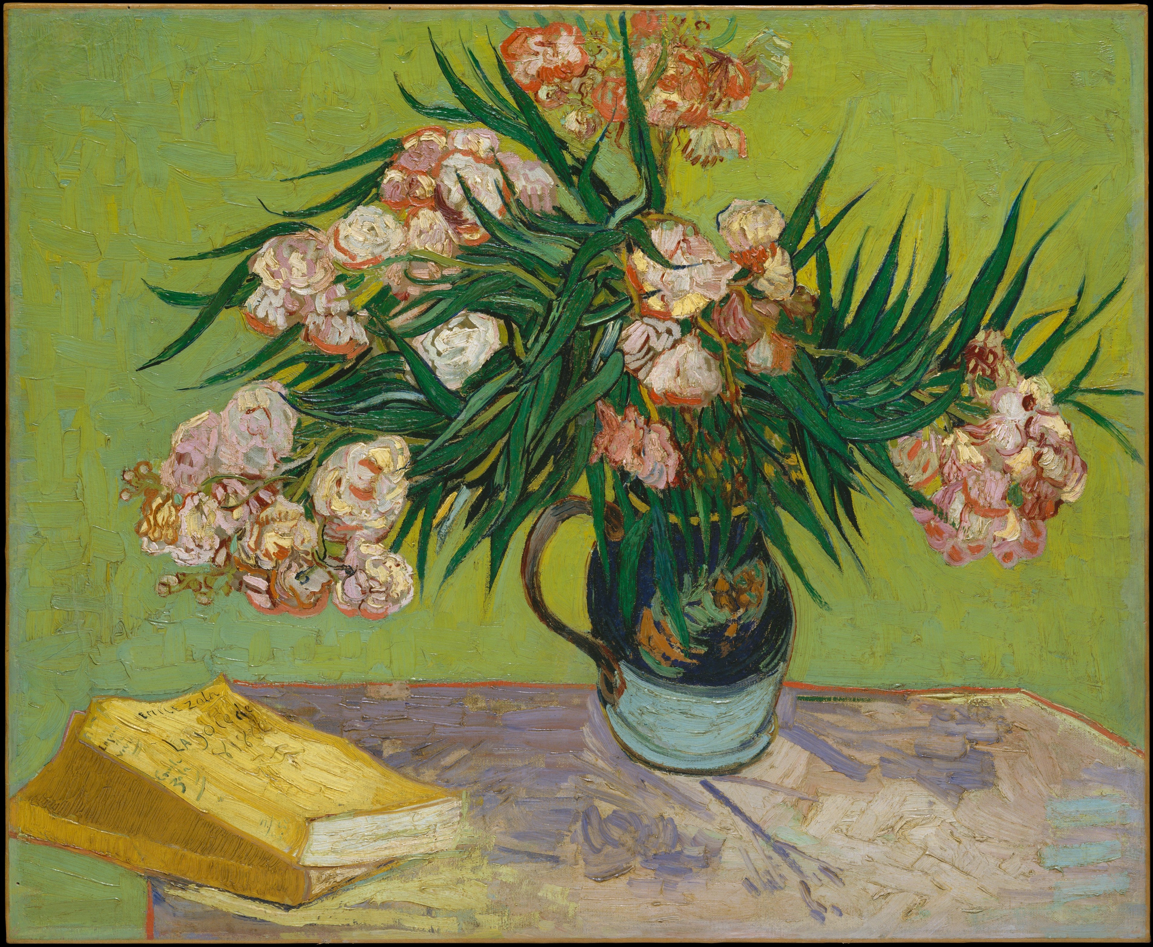 Reproduction du tableau « Vase aux lauriers roses - Vincent van Gogh » par Alpha Reproduction en peinture à l’huile