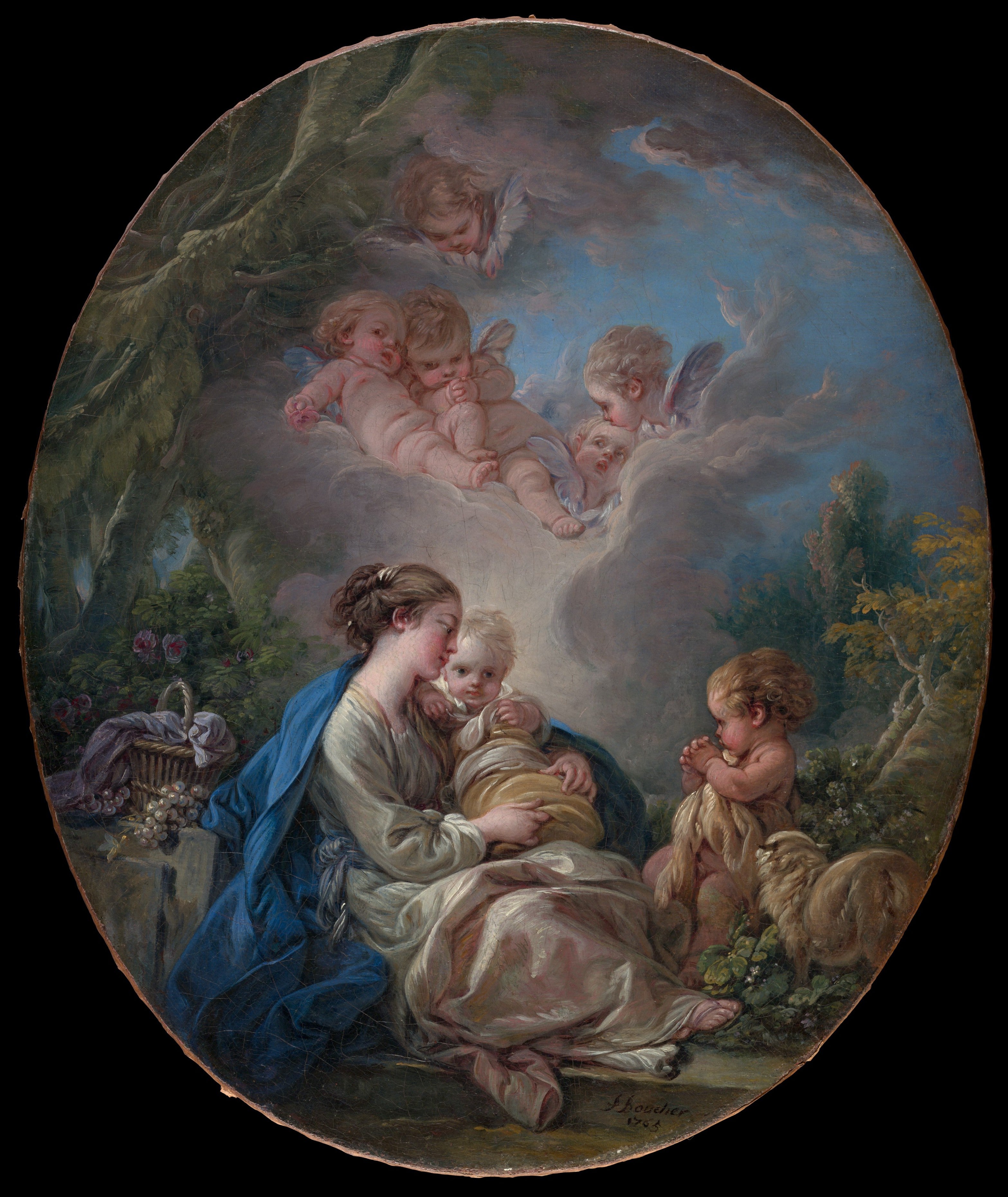 Vierge à l'Enfant avec le jeune saint Jean-Baptiste et des anges - François Boucher