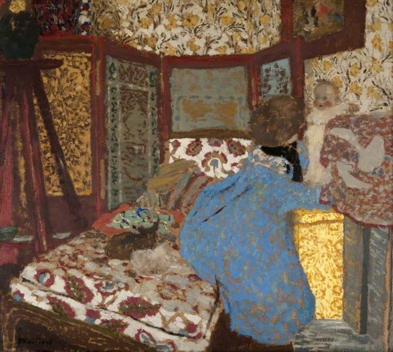Femme en bleu avec un enfant - Édouard Vuillard