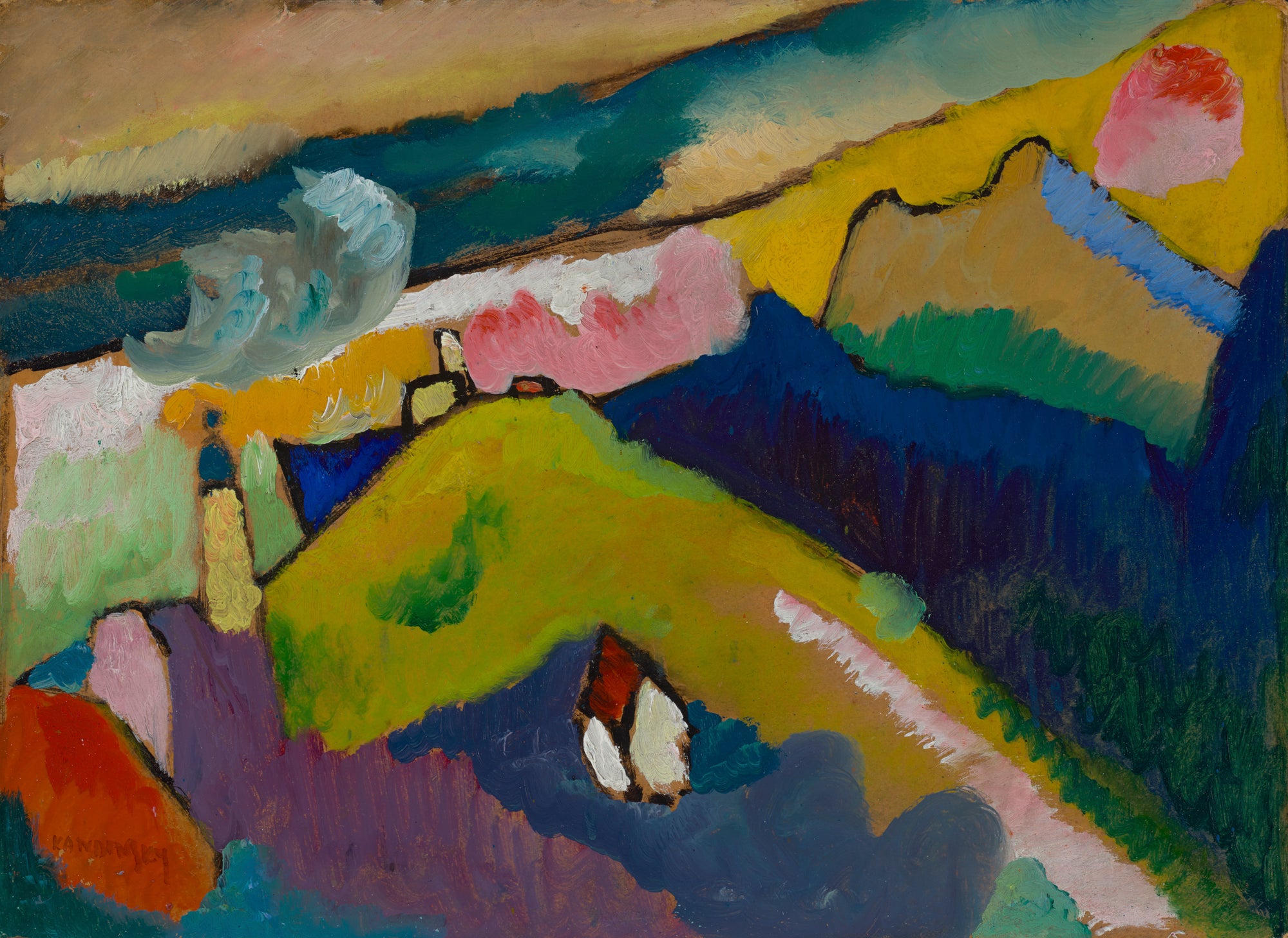 Reproduction du tableau « Murnau - Paysage de montagne avec église - Vassily Kandinsky » par Alpha Reproduction en peinture à l’huile