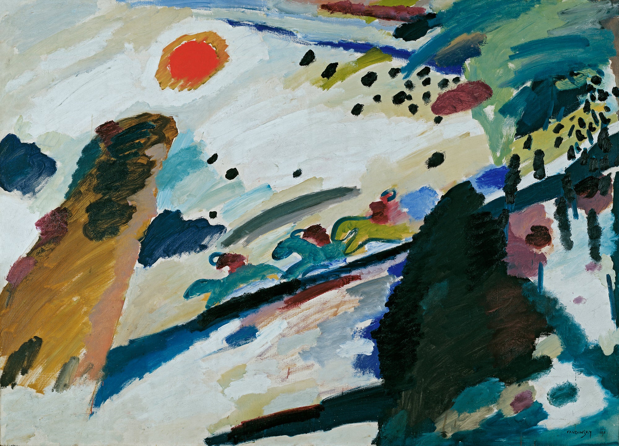 Reproduction du tableau « Paysage romantique - Vassily Kandinsky » par Alpha Reproduction en peinture à l’huile