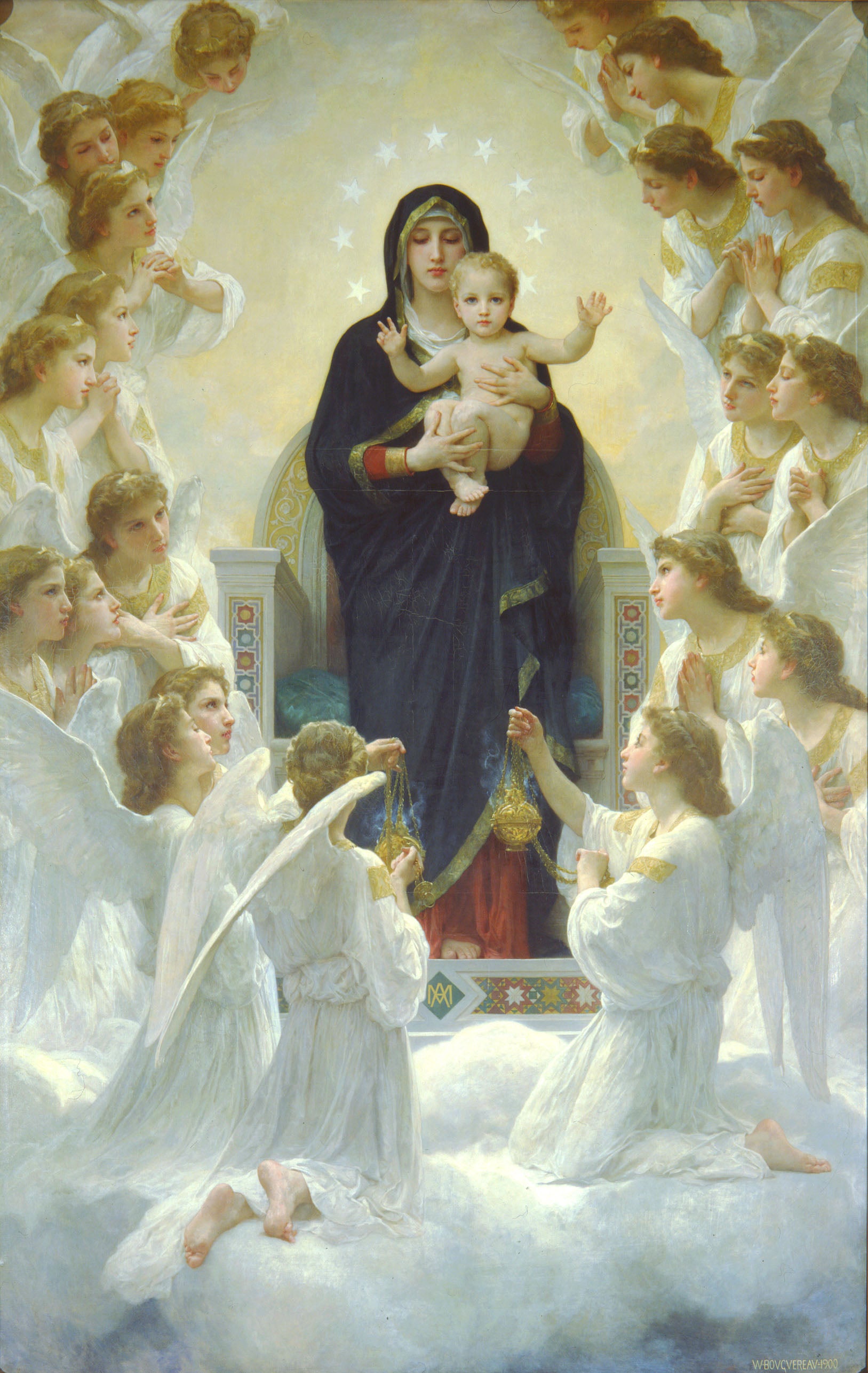 Reproduction du tableau « La Vierge aux anges - Bouguereau » par Alpha Reproduction en peinture à l’huile