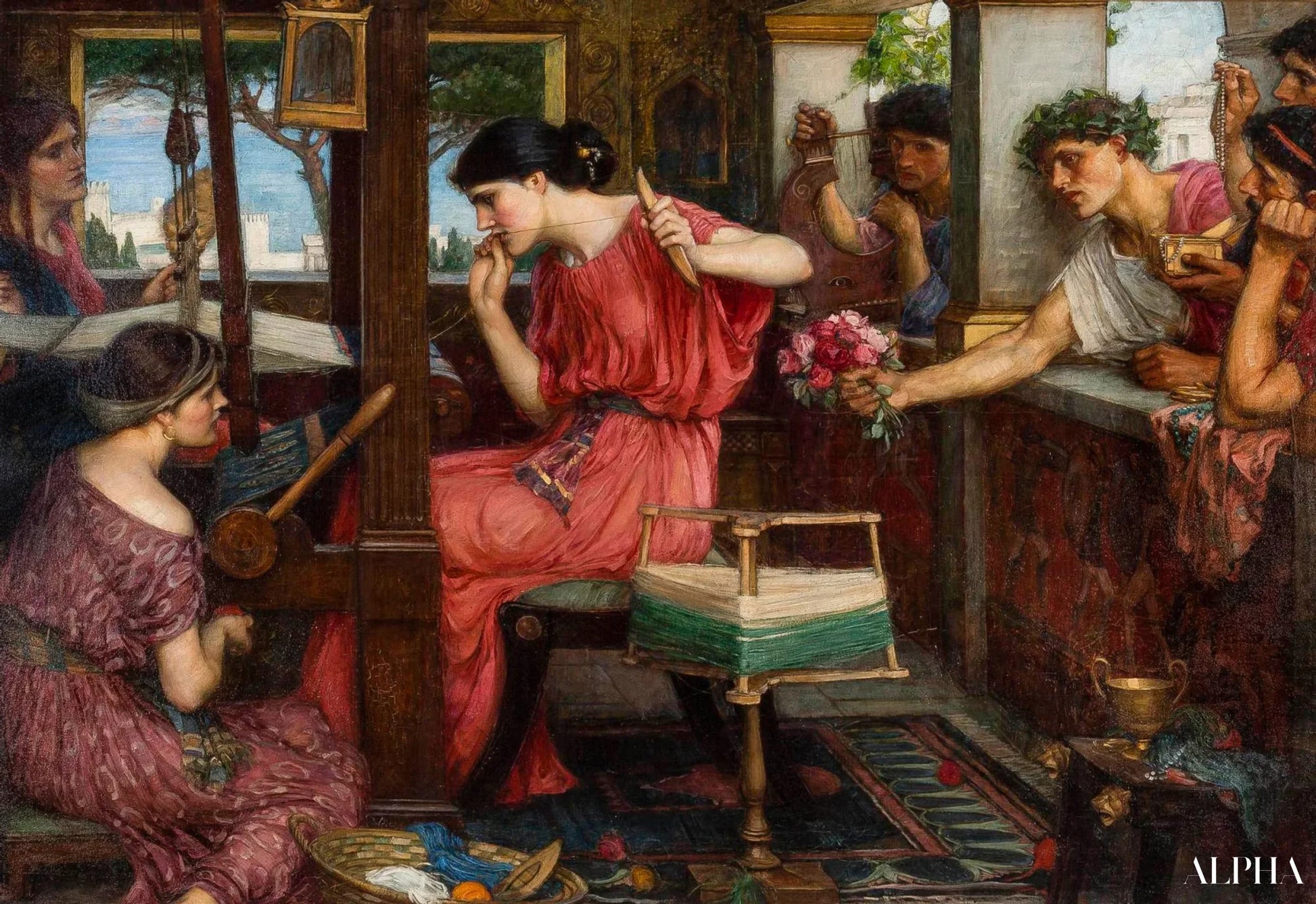 Reproduction du tableau « Pénélope et les prétendants - John William Waterhouse » par Alpha Reproduction en peinture à l’huile