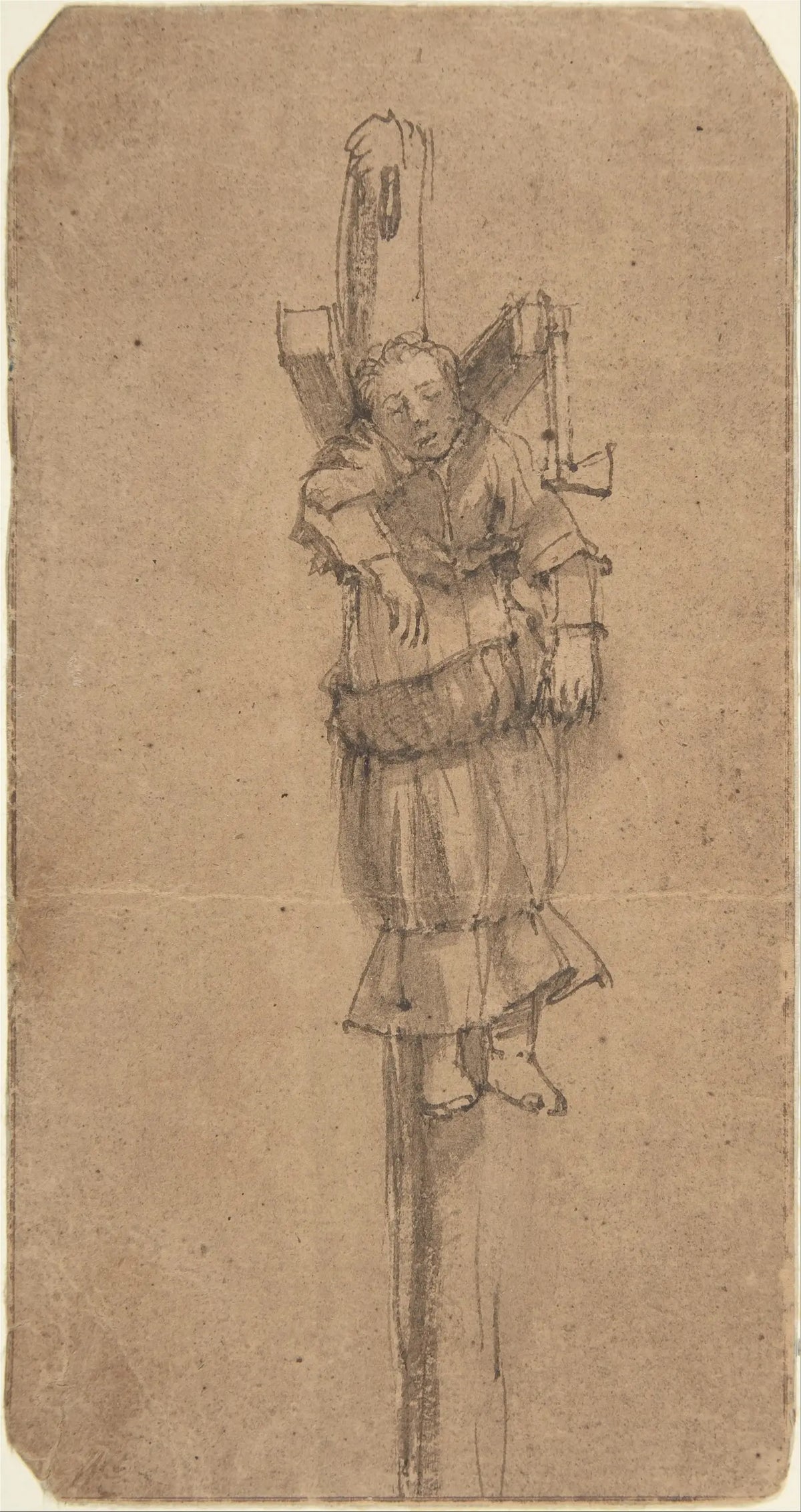 Elsje Christiaens sur le gibet, dessin de Rembrandt, 1664