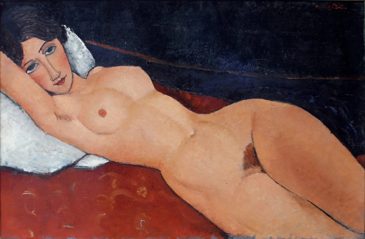 Femme nue allongée sur un oreiller - Amedeo Modigliani image 1 reproduction de peinture à l’huile