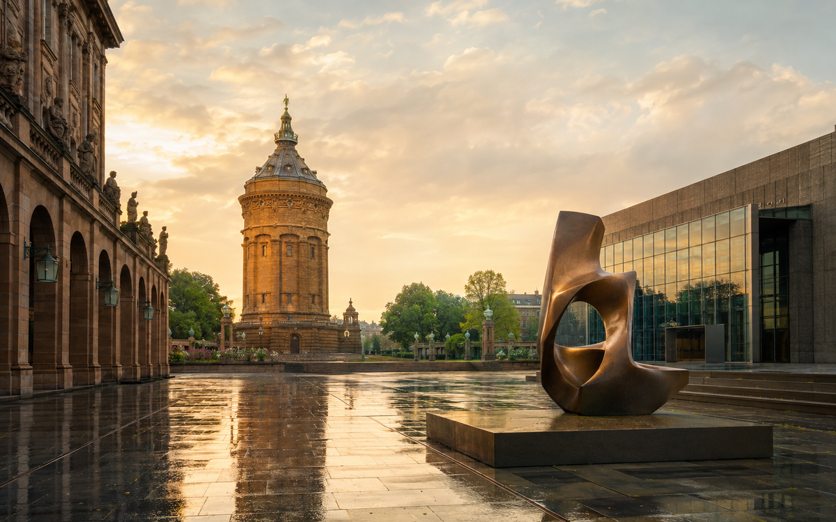 Panorama artistique de Mannheim autour du château d’eau et de la sculpture contemporaine