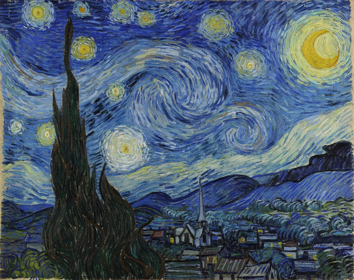 Reproduction de La Nuit étoilée de Vincent van Gogh peinte à la main