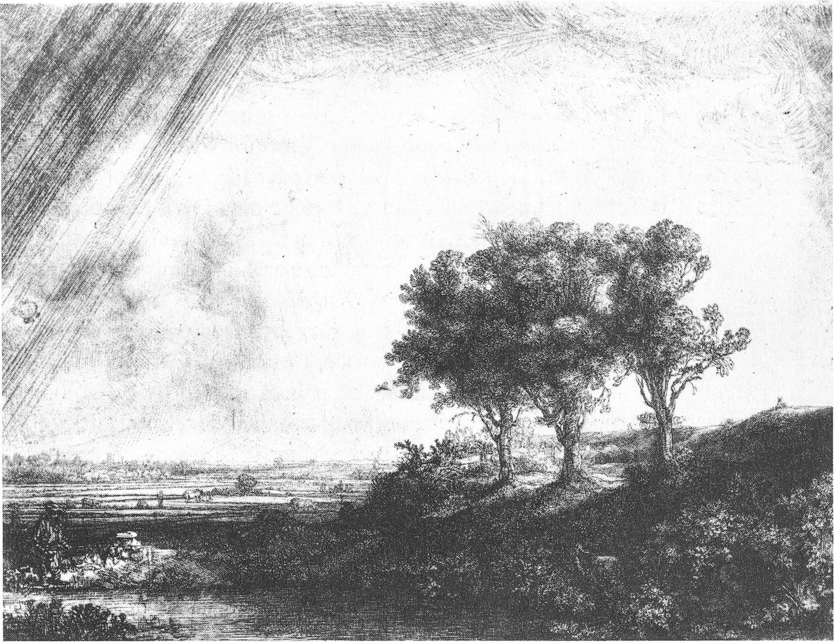 Rembrandt, Les Trois Arbres, eau-forte de 1643