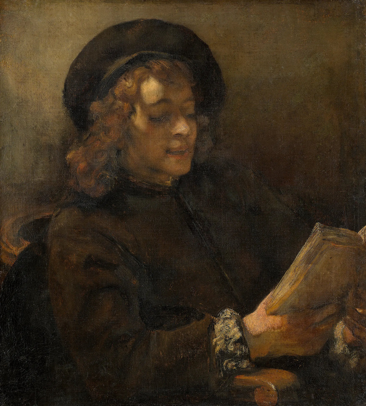 Rembrandt, Titus van Rijn probablement, absorbé par la lecture d’un livre, vers 1656-1657