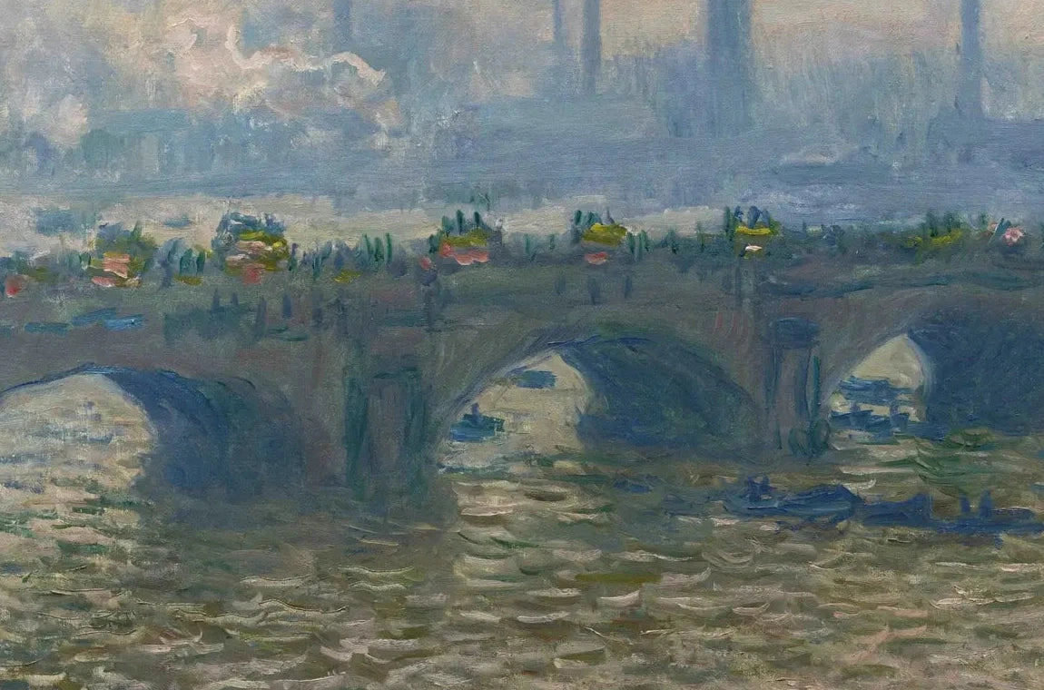 Détail du pont, des arches et de la circulation dans Waterloo Bridge, Overcast