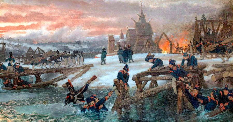 1812. Капитан Бентьен у Бере즈ины - Лоренс Альма-Тадема