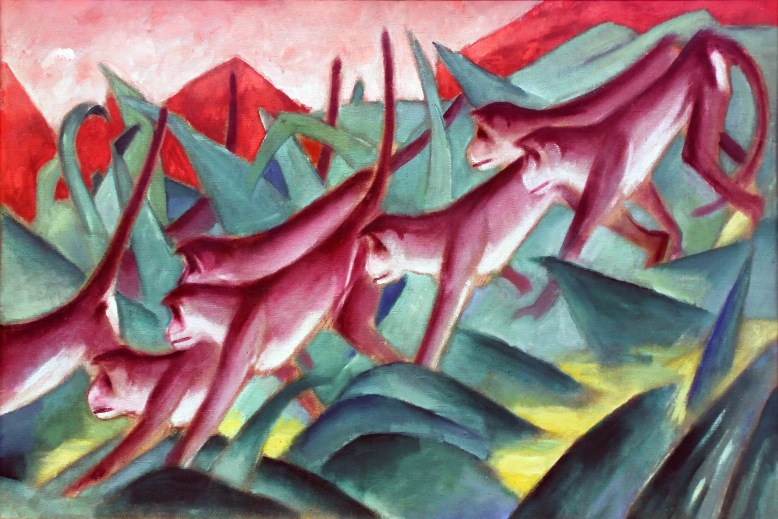 Reproduction du tableau « Frise des singes - Franz Marc » par Alpha Reproduction en peinture à l’huile