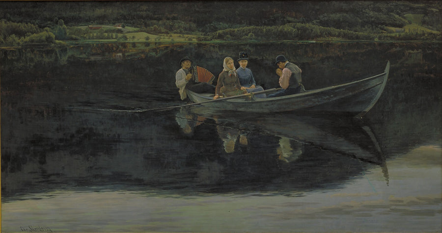 Nuit de la Saint-Jean en Norvège, Christian Skredsvig, 1886, peinture à l’huile