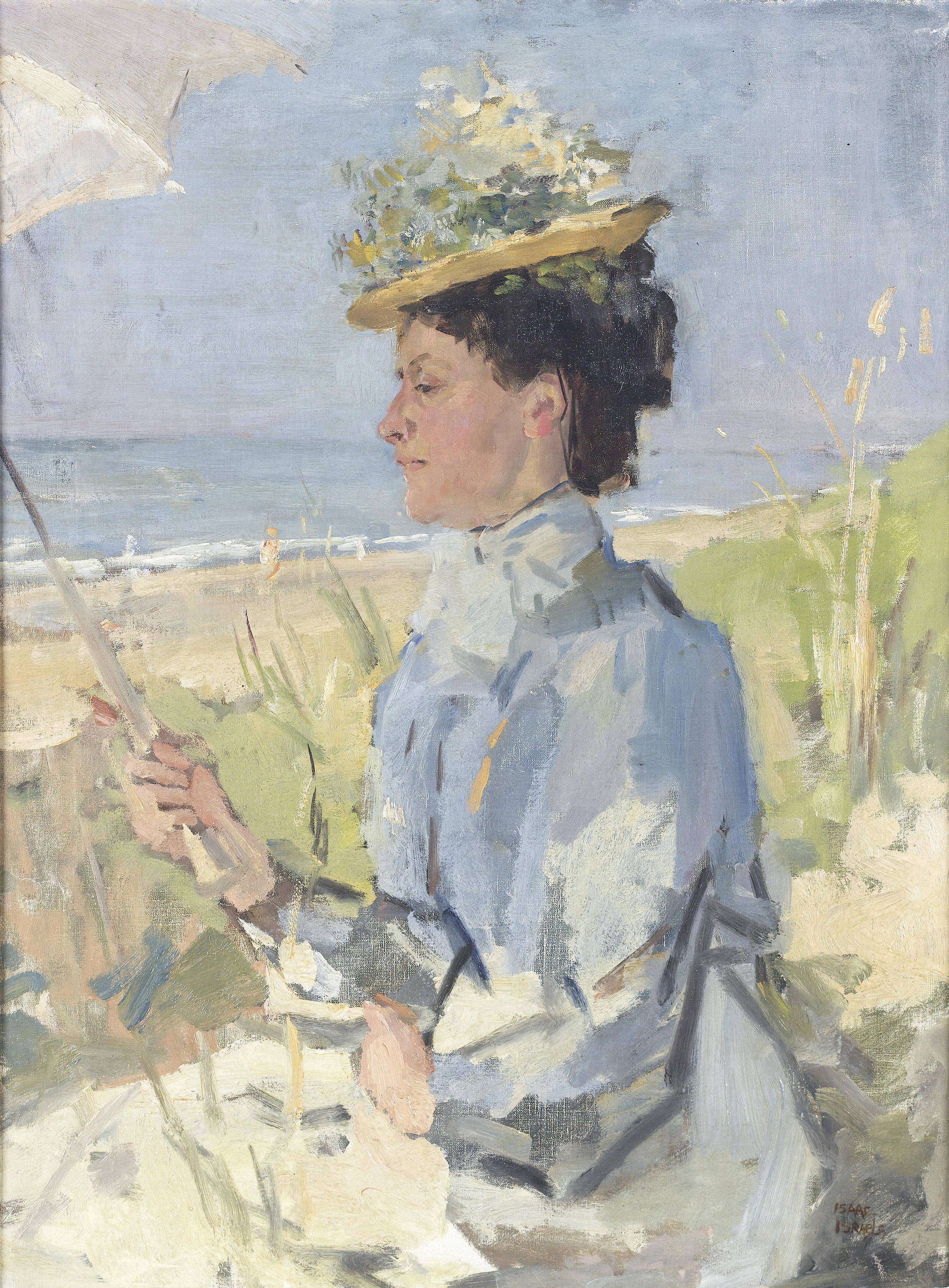 À la plage - Portrait de Martha Salomon - Isaac Israëls - Alpha Reproduction
