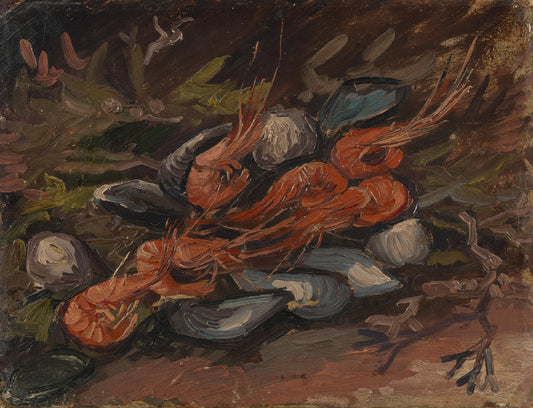 Reproduction du tableau « Crevettes et moules - Vincent van Gogh » par Alpha Reproduction en peinture à l’huile