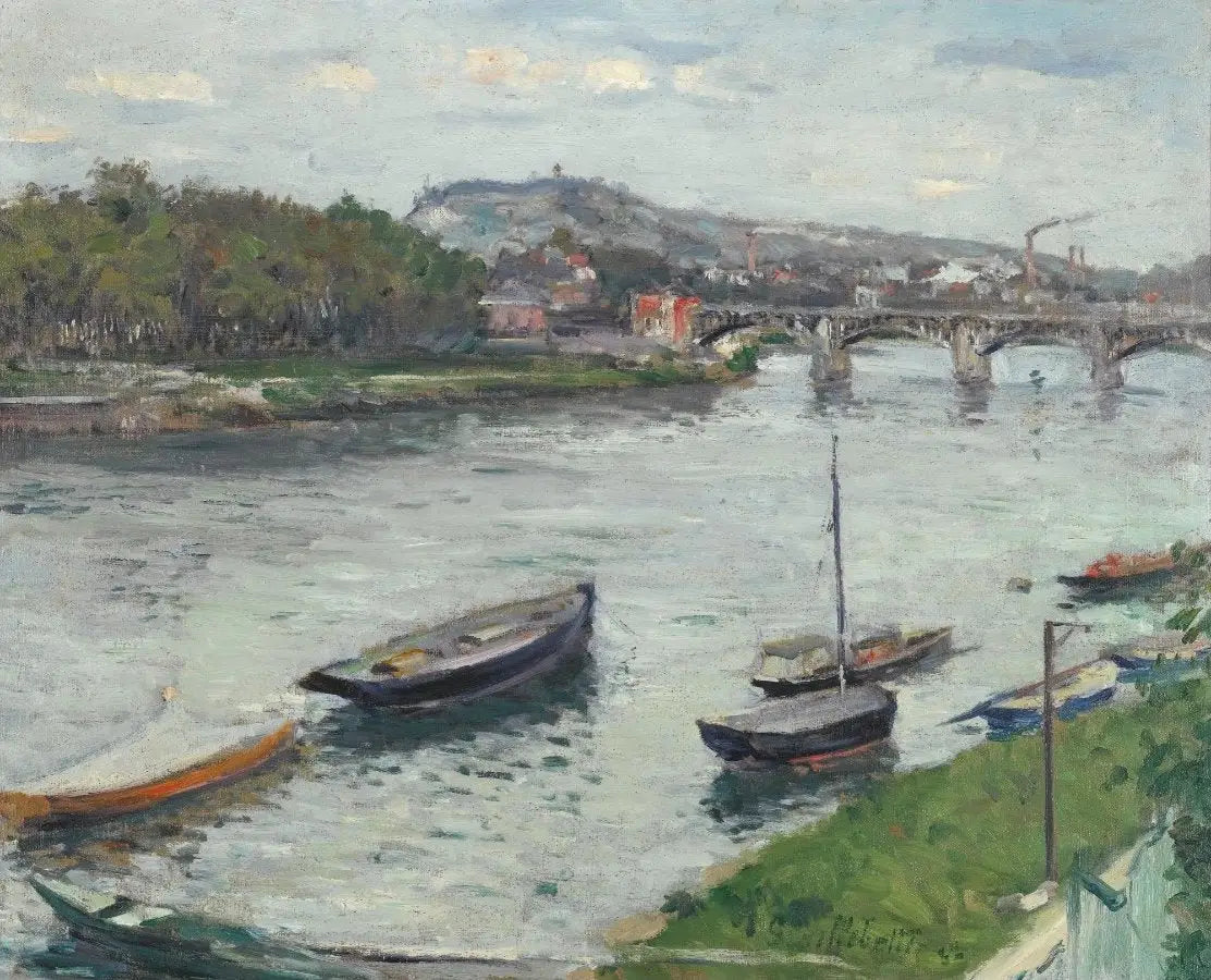 Reproduction du tableau « La Berge et le Pont d'Argenteuil - Gustave Caillebotte » par Alpha Reproduction en peinture à l’huile