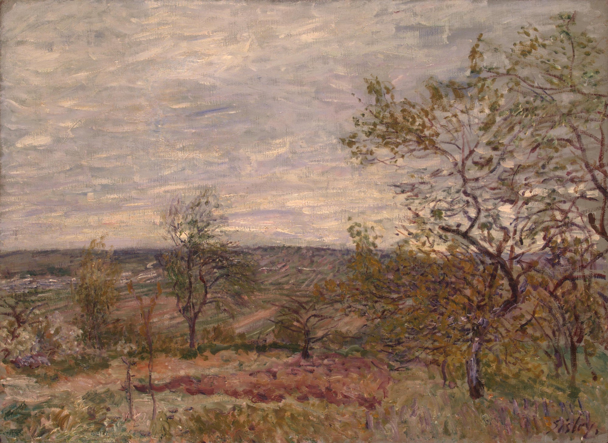 Reproduction du tableau « La Campagne à Veneux - Alfred Sisley » par Alpha Reproduction en peinture à l’huile