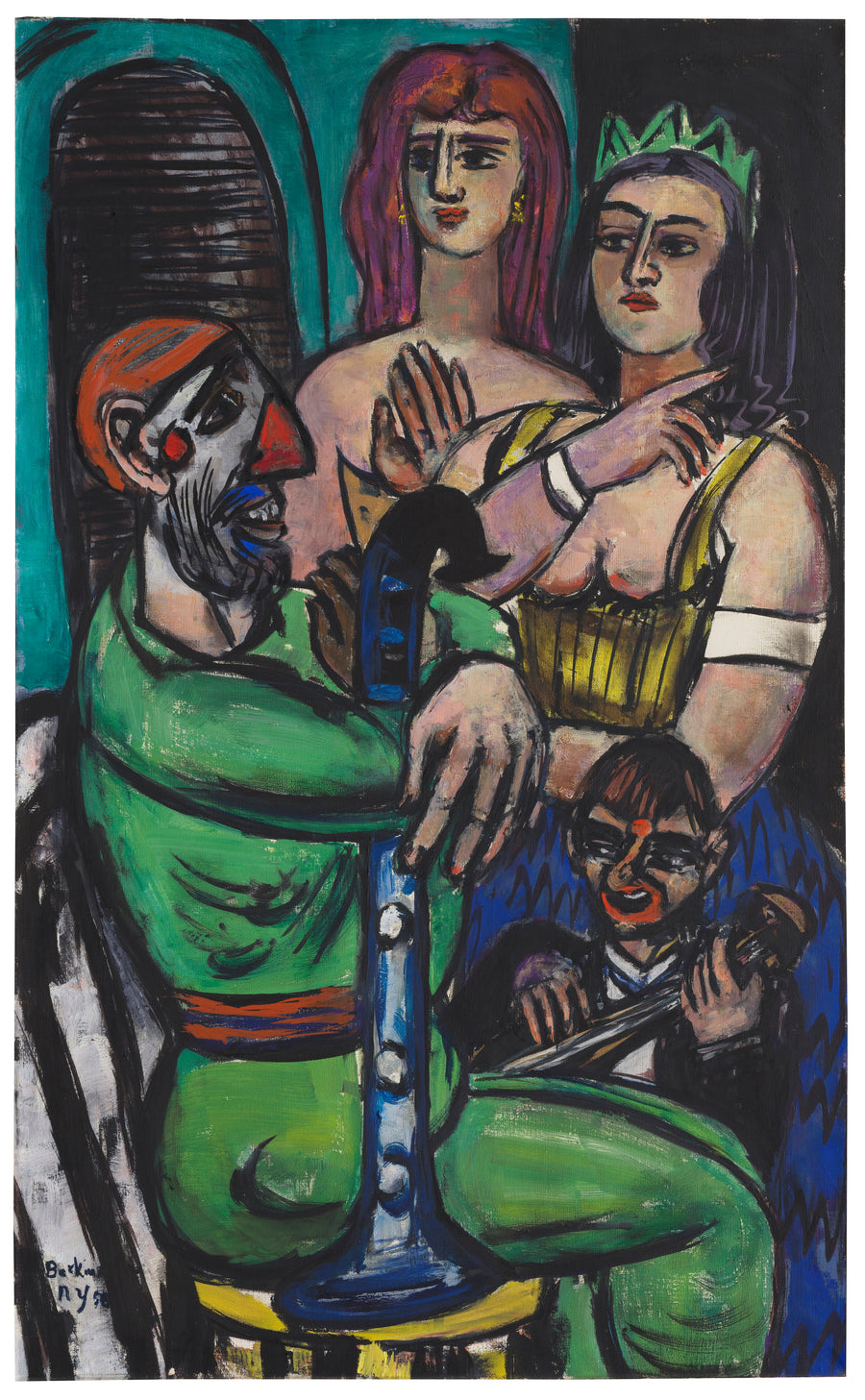 Großer Clown mit Frauen und kleiner Clown (1950) - Max Beckmann
