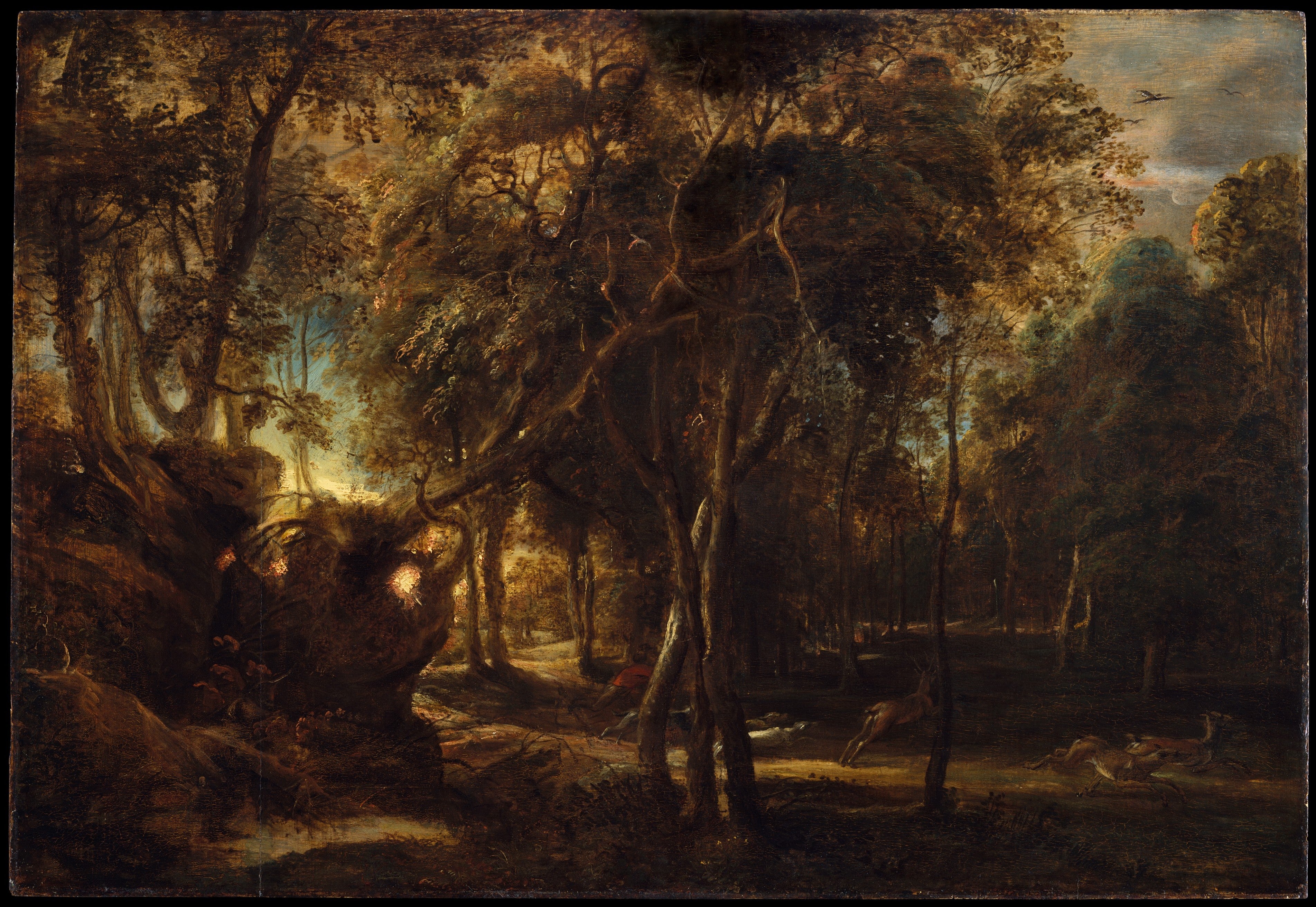 Une forêt à l'aube avec une chasse au cerf - Peter Paul Rubens