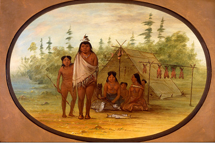 Un chef Flathead avec sa famille - George Catlin