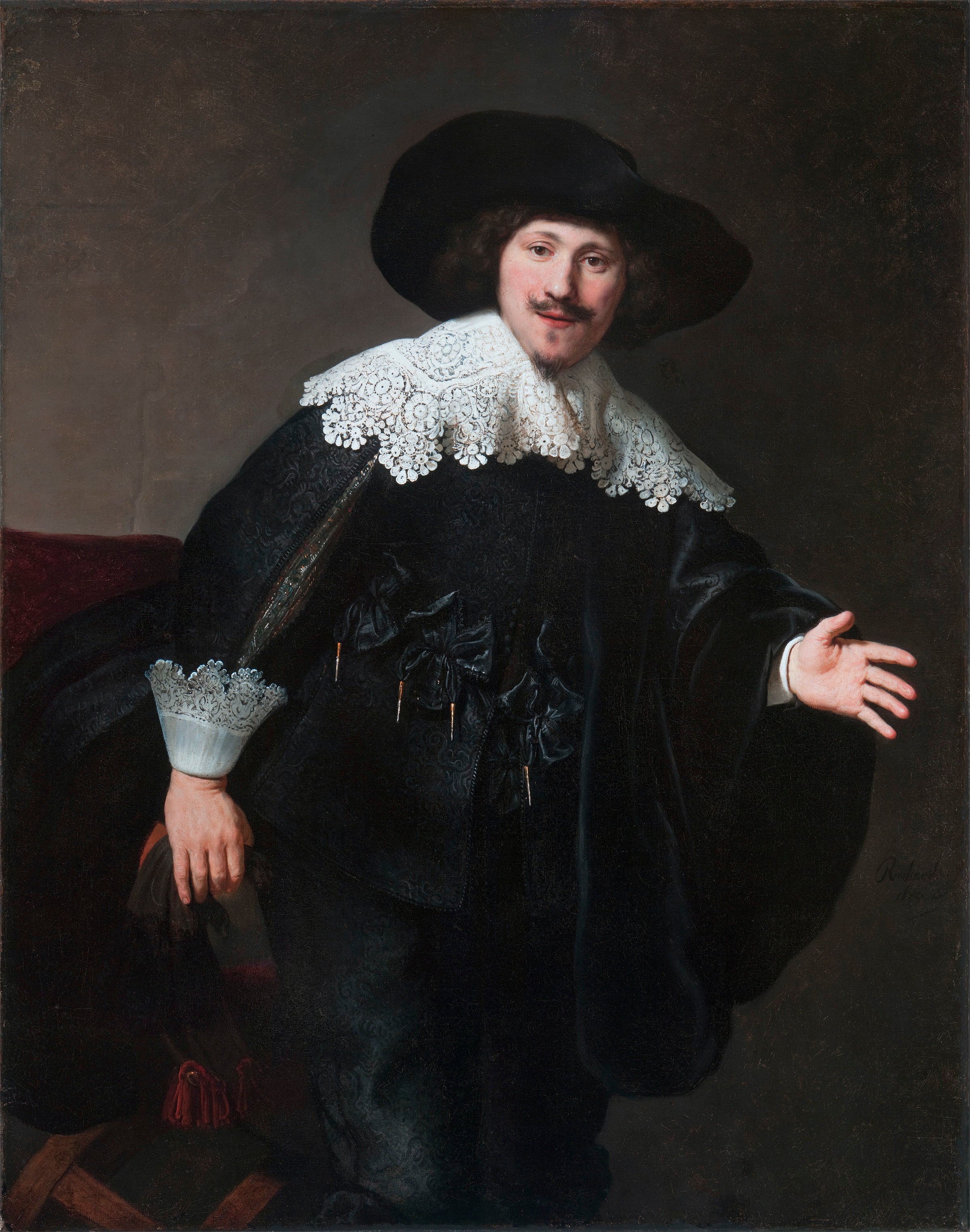 Reproduction du tableau « Portrait d'un homme se levant de son siège - Rembrandt » par Alpha Reproduction en peinture à l’huile