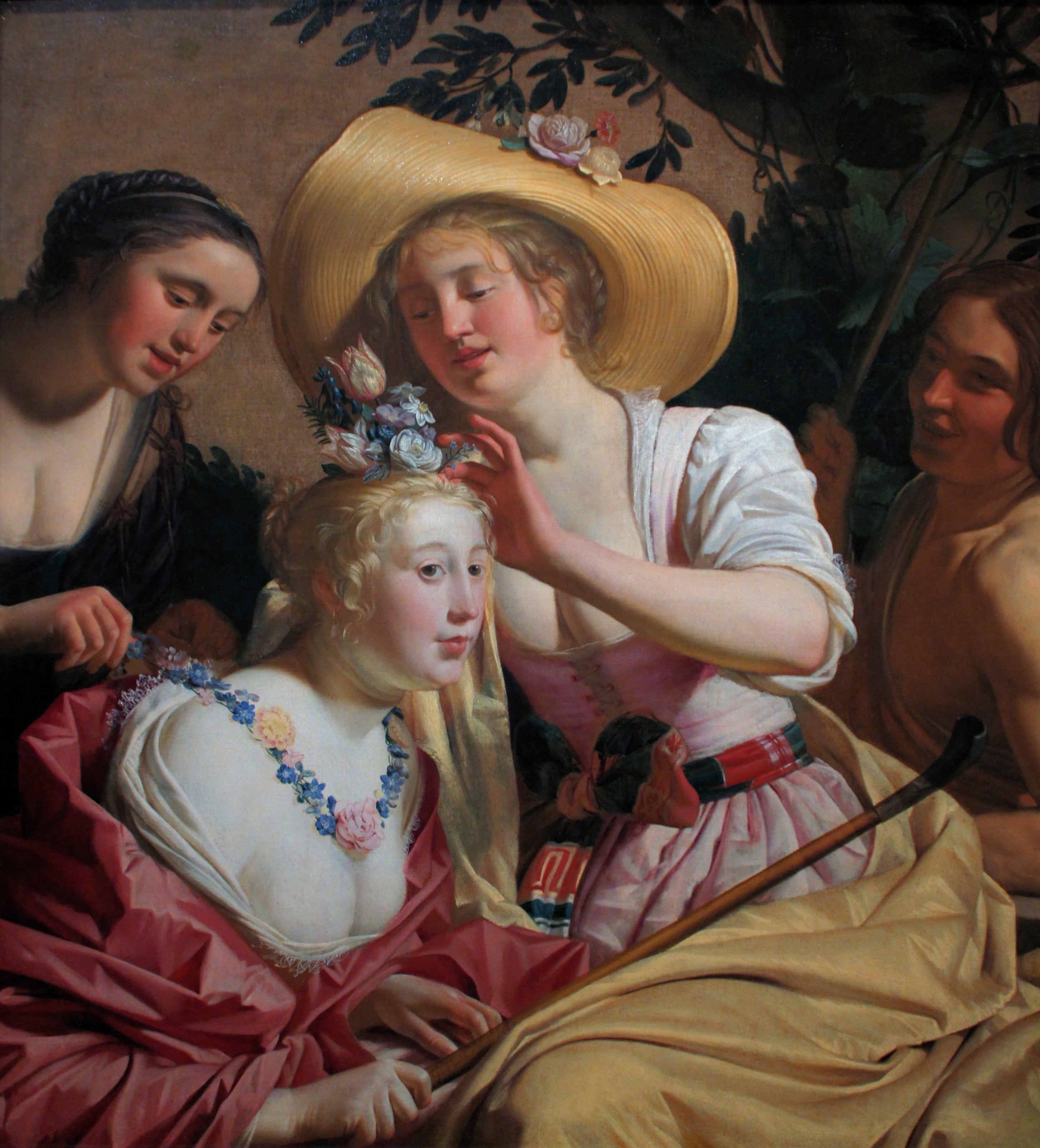 Une bergère parée de fleurs - Gerrit van Honthorst