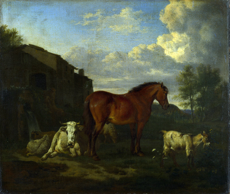 Animaux près d'un bâtiment - Adriaen van de Velde