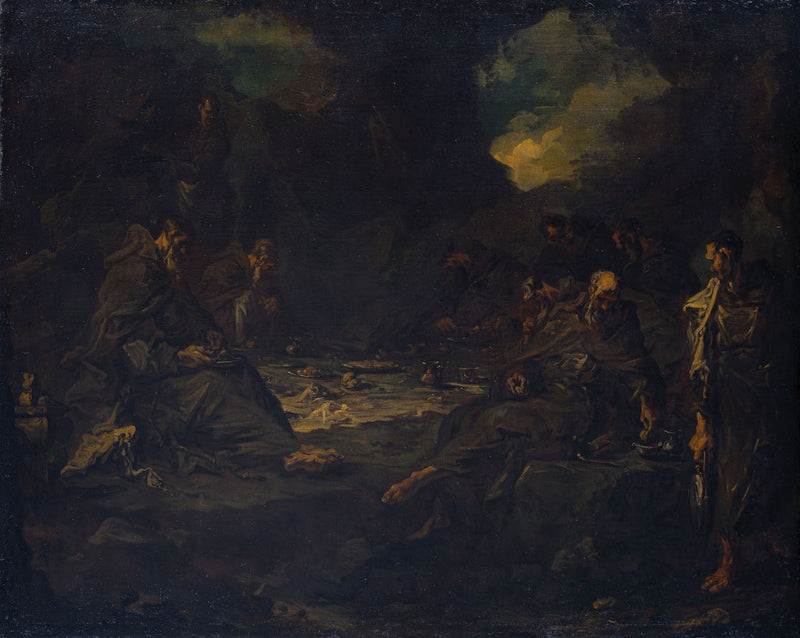 Mahl der Einsiedler in einer Höhle - Alessandro Magnasco