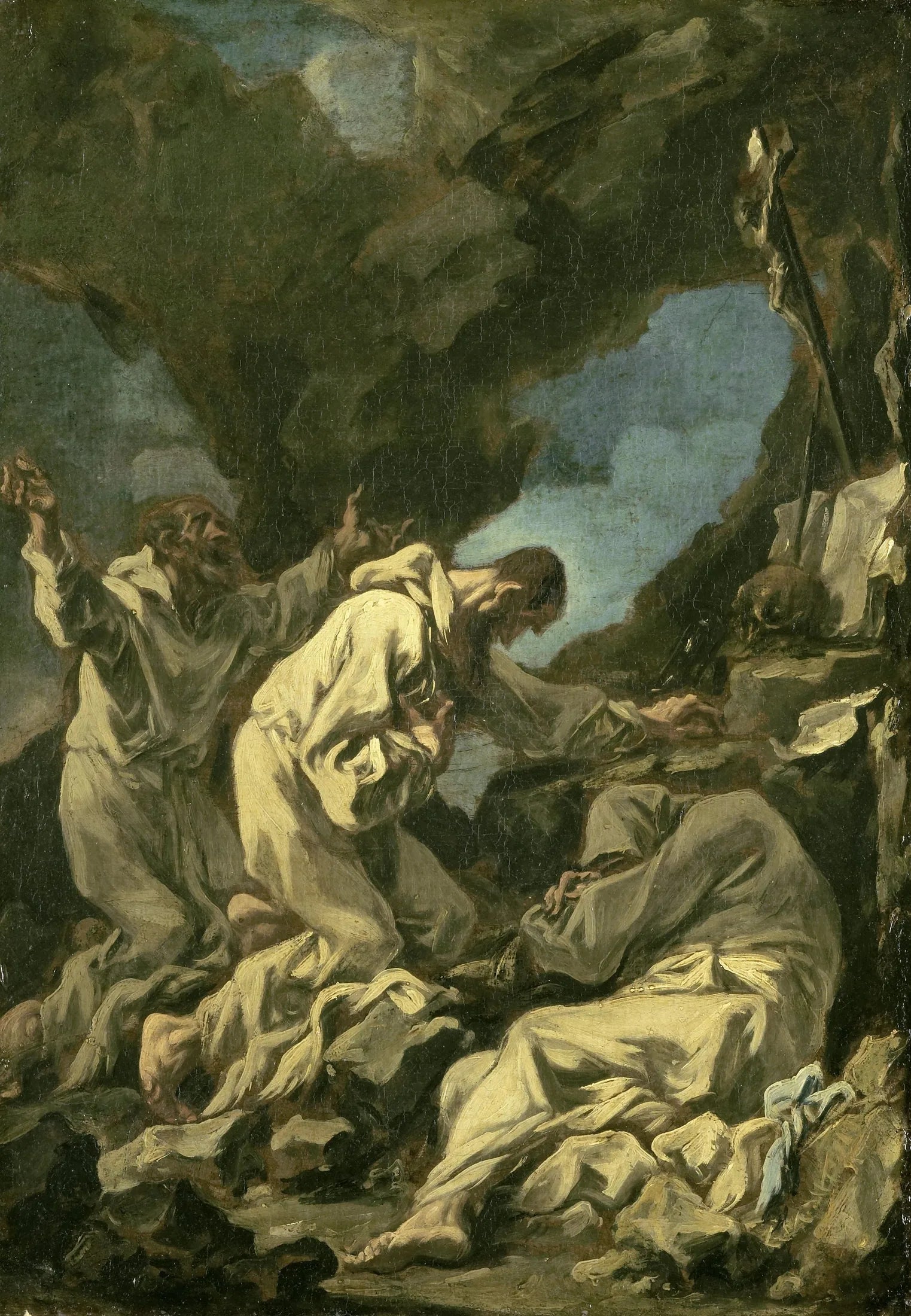 Trois moines camaldules en prière extatique - Alessandro Magnasco image 1 copie peinte à la main à l’huile