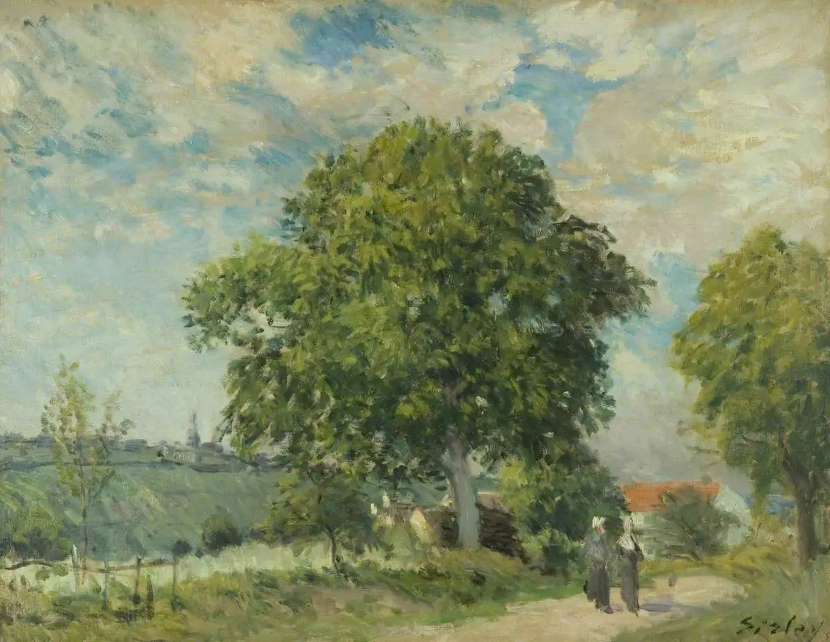 Reproduction du tableau « L'entrée du village - Alfred Sisley » par Alpha Reproduction en peinture à l’huile